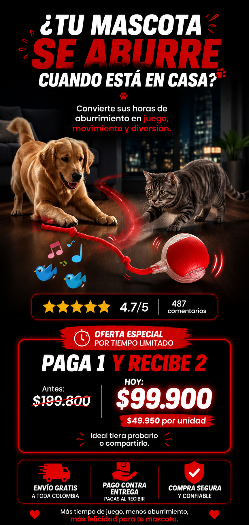Pelota interactiva para mascotas